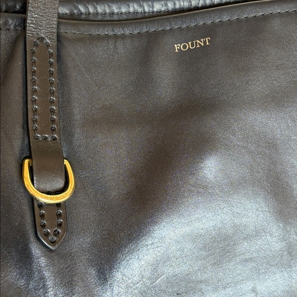 FOUNT Elegant Black Leather Tote 15” wide, 10” height, excellent - Picture 3 of 16